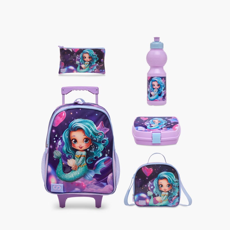 sami_studio 16 Inch Trolley-Mermaid-Set Of 5-2 Cmprt With Zip- (Polyester ) Multicolor \ 34X20X47.5 - Image 1